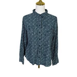 Eddie Bauer Long Sleeve Cotton Button Up Patterned Shirt US Womens M